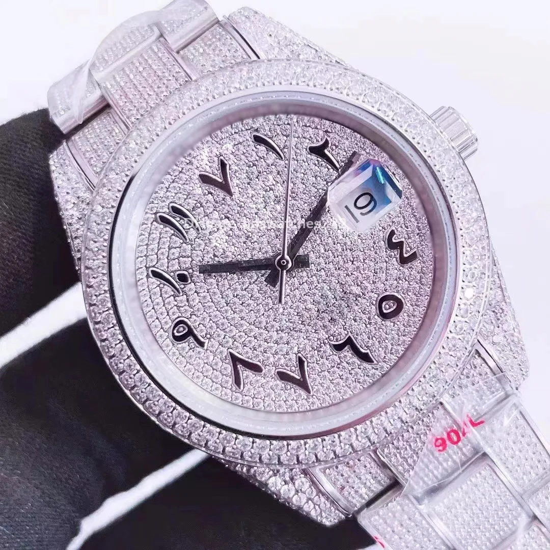 Mens 시계 Moissanite Mosang Stone Diamond Watch Movement Designer Watches Men Top Montre De Luxe Mechanal Automatic Wristwatch 904L Classic Fusion