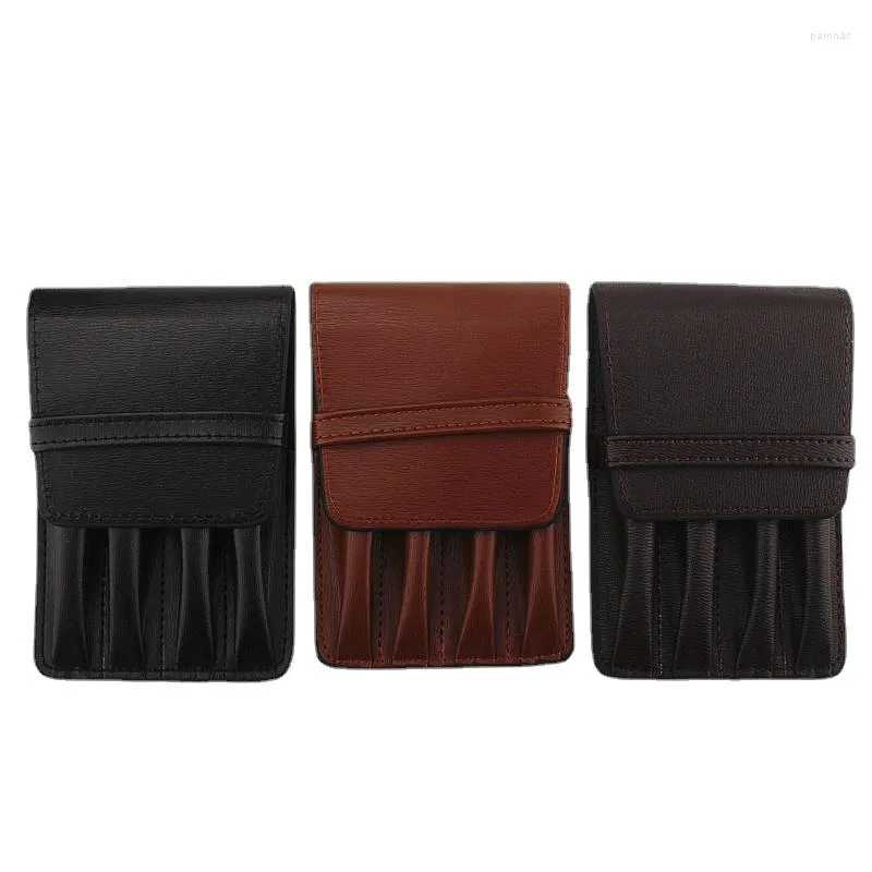 Leather Fountain Pen Case 4 Divided Slots Pouch Handmade Display Holder Black/ Brown