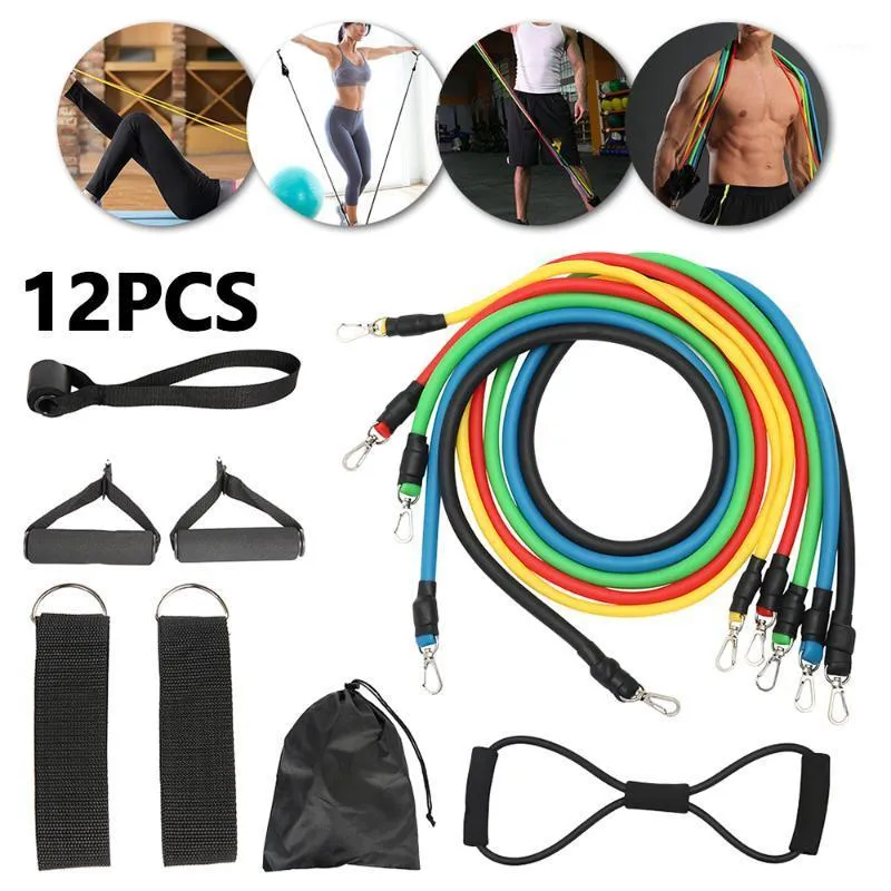 Bandes de résistance 12 pièces Fitness tirer corde entraînement élastique boucles en caoutchouc Latex force équipement de gymnastique pour l'entraînement à domicile exercice1