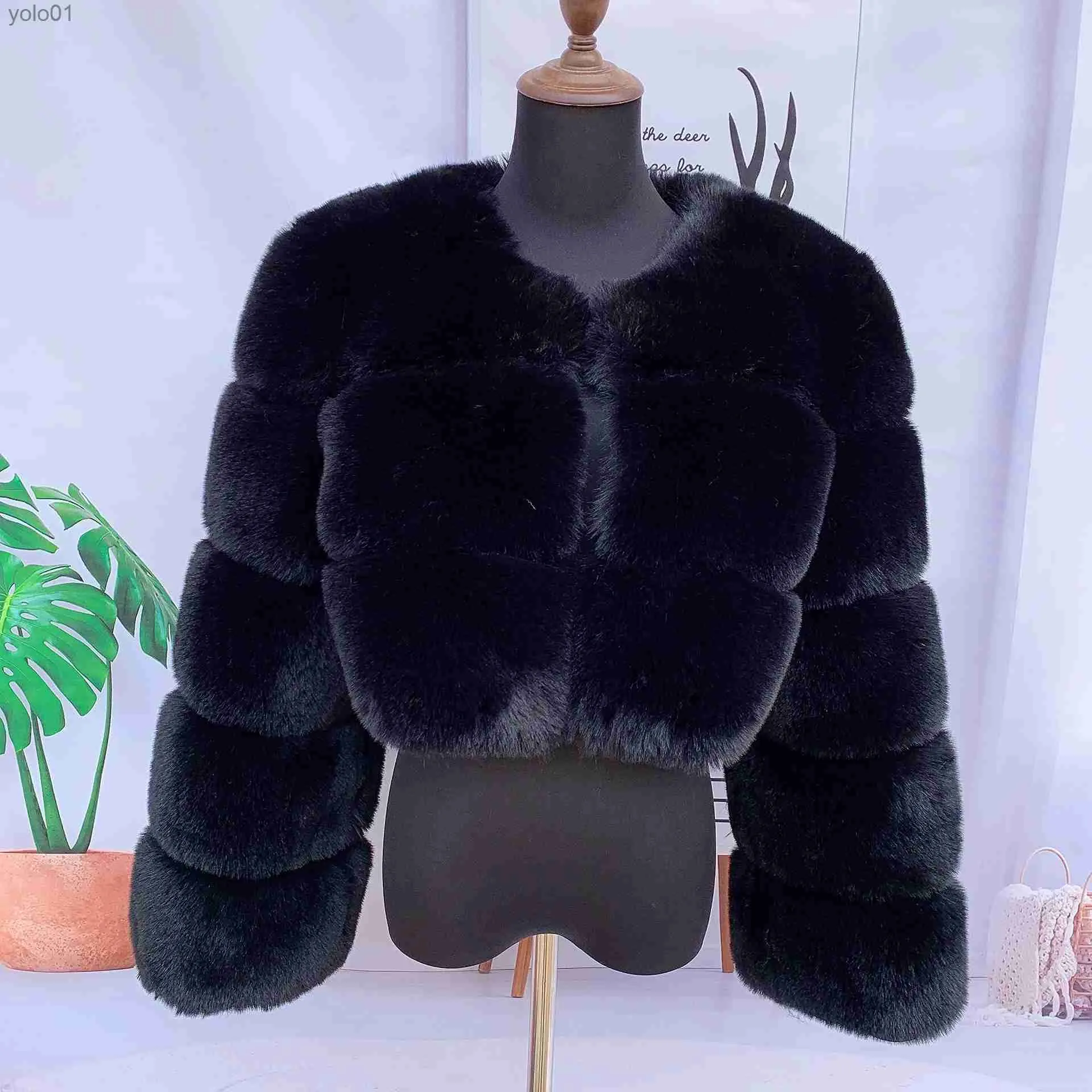 Kunstpelz-Jacke für Damen, dicker Mantel, kurzer, modischer, warmer Kunstpelzmantel für den Winter, Pelzmantel im Ausverkauf, Kunstpelzmantel für Damen, L231120