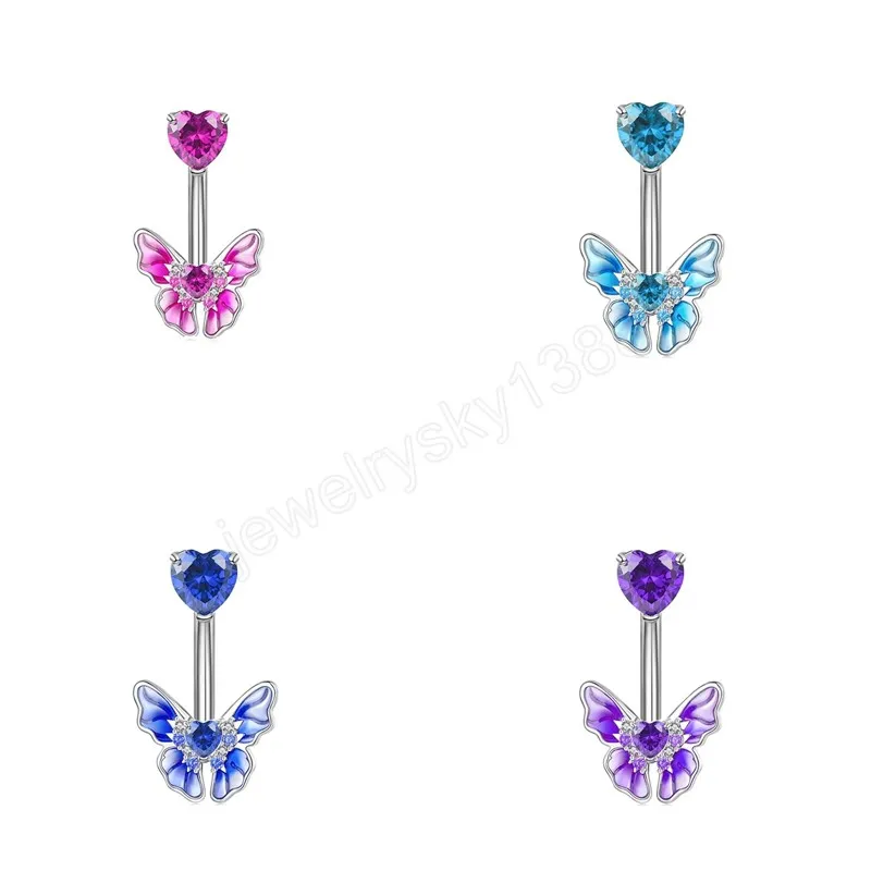 Papillon couleur vive strass ventre nombril anneau ventre barre nombril bijoux corps Piercing haltère corps Piercing bijoux