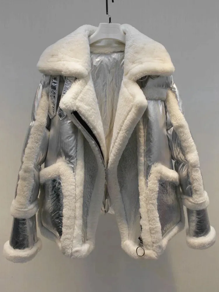 Frauen Pelz Faux OFTBUY 2023 Mode Daunenjacke Echte Natürliche Wolle Frauen Mantel Winter Doppelseitigen Echtes Leder Warme Streetwear 231108