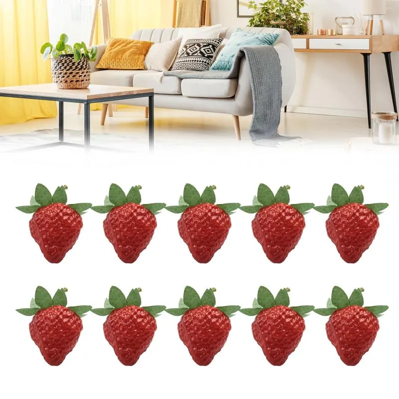 Décoration de fête 20 pièces fraises artificielles faux fruits en plastique pour la maison salon cuisine présentoir de bureau vitrine de magasin