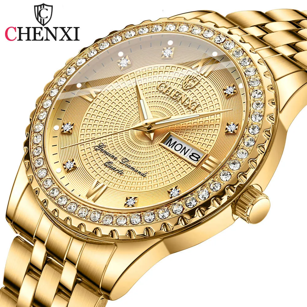 CHENXI Original for Men Women Quartz Golden Full Steel Top Brand Men's Wrist Watch Waterproof Clock Watches