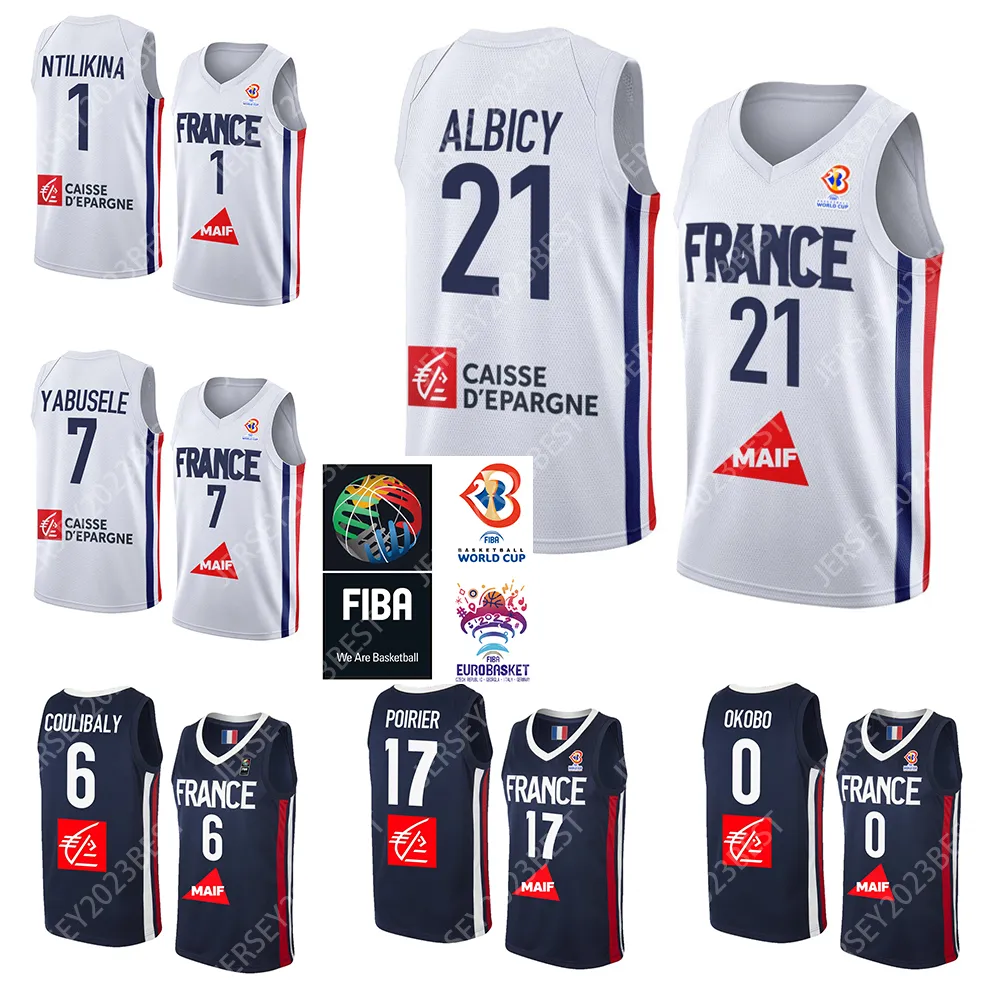 Francja narodowa drużyna Eurobasket Basketball Jersey 17 Vincent Poirier 7 Guerschon Yabusele 4 Thomas Heurtel 10 Evan Fournier Rudy Gobert