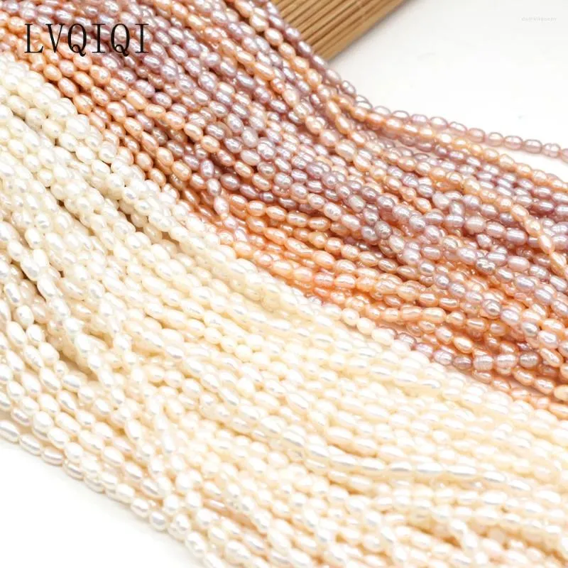 Loose Gemstones Real Natural Freshwater Pearl Rice Beads Spacer Pearls For Jewelry Making DIY Necklace Bracelet Accessories 3-4mm