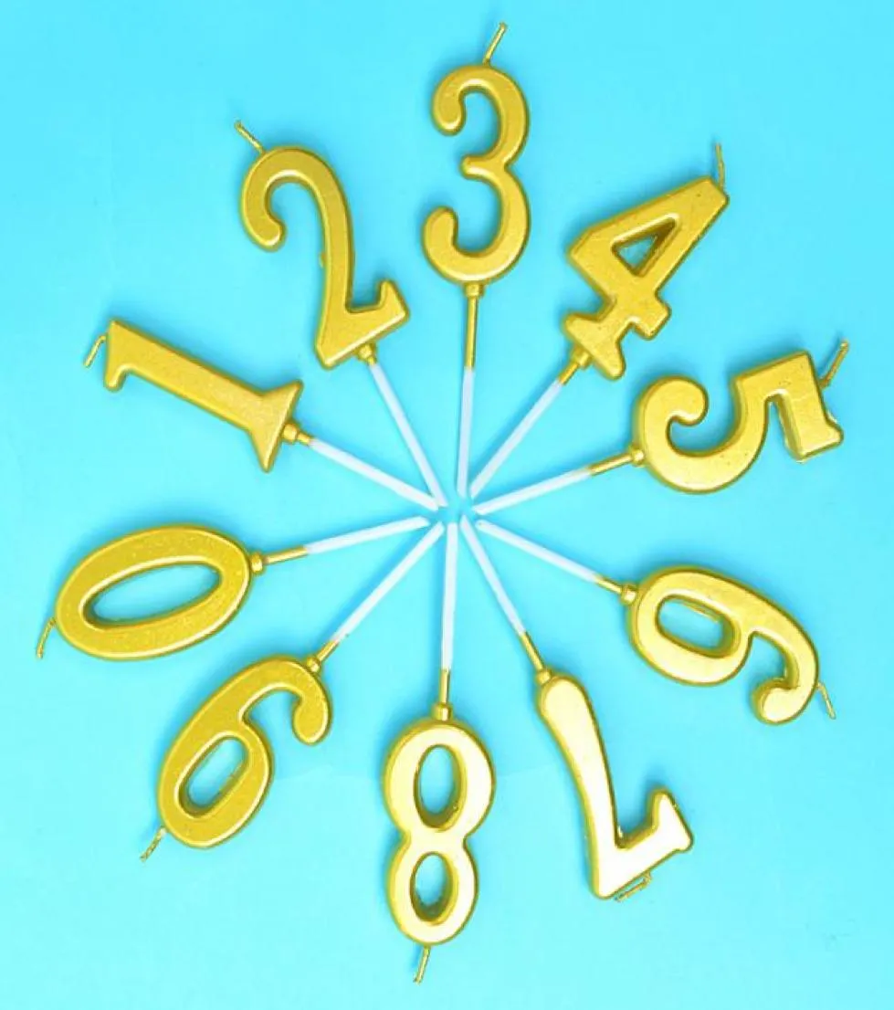 100pcs Gold 09 Number Environmental Smokeless Digital Candle Chassis Tray Kids Baby Birthday Party Supply Cake Decor7811629