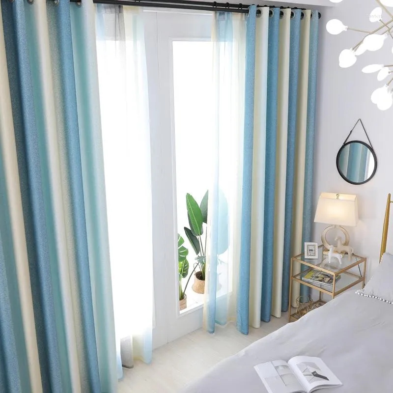 Curtain Color Stripes Blackout Curtains Modern Window Blinds Tulle Custom For Living Room Bedroom Shade Linen Shading