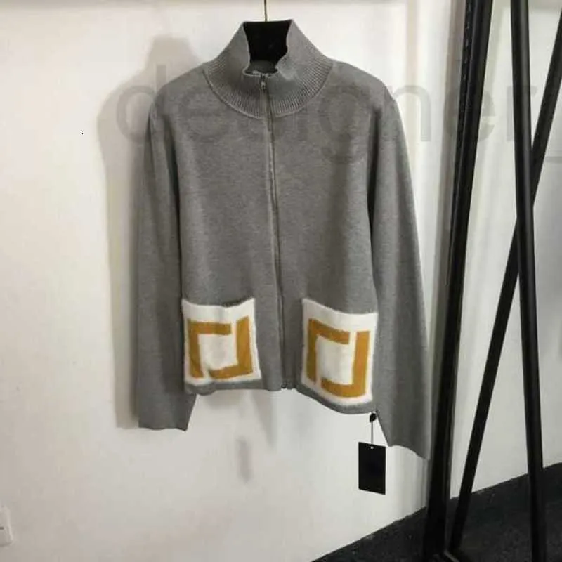 Jaquetas femininas designer marca dupla f carta padrão zíper menina casaco tamanho s m l moda solta manga longa senhoras cardigan h272