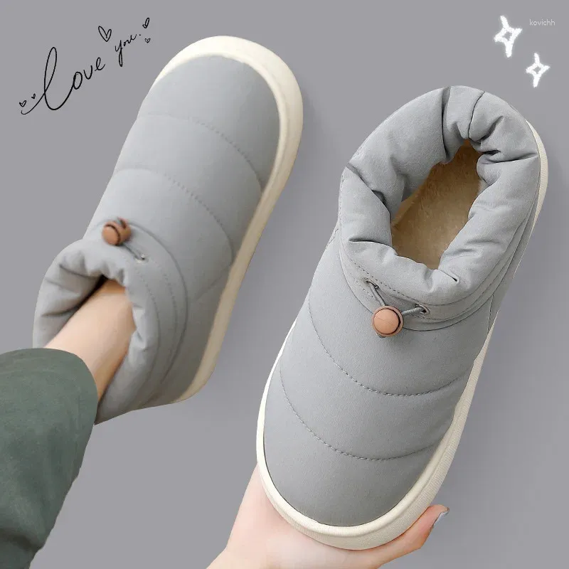 Boots Men Winter Outdoor Slippers Warm Furry Cotton Thick Home Shoes Couples Non-Slip Soft Heel Indoor Floor Man Women