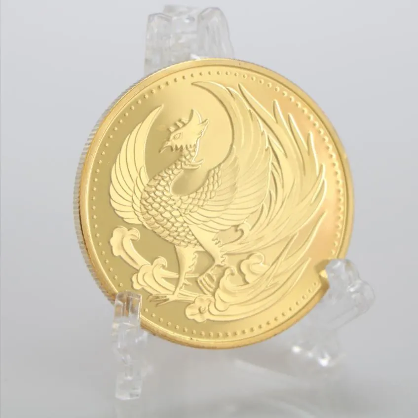 Arts and Crafts Japanese Traditional Culture Phoenix Nirvana commemorative coin Gold Plated Hundred Bird Scale Tribe Wish Phoenix Coin