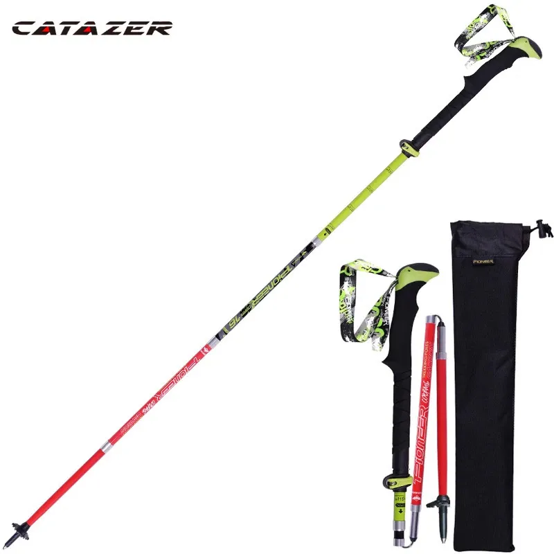 Trekkingstokken Trekkingstokken 1 stuks Skistokken Opvouwbare Nordic Walking-stokken Koolstofvezel Verstelbare trekkingstok Alpenstock Telescopische klimwandelstokken