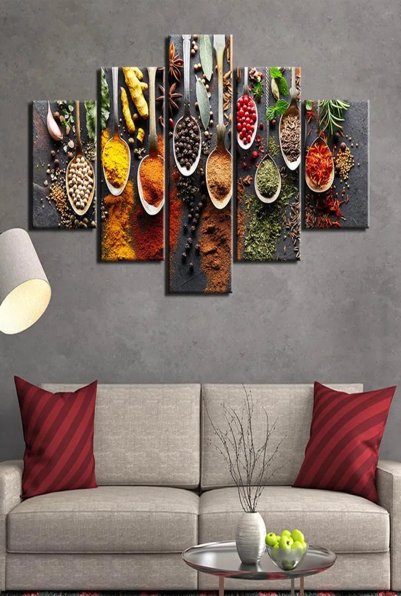 5 adet mutfak tuval boyama resim duvar resim 5 panel baharatlar oturma odası duvar sanatı ile 9907950
