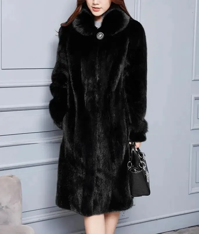 Fourrure de fourrure pour femmes Femmes Long Veste en fausse fourrure Mink Mink Fur Tours Hiver-Fall Casual Faux Fur Coat grandes tailles S6xl Femmes Imitation FURS