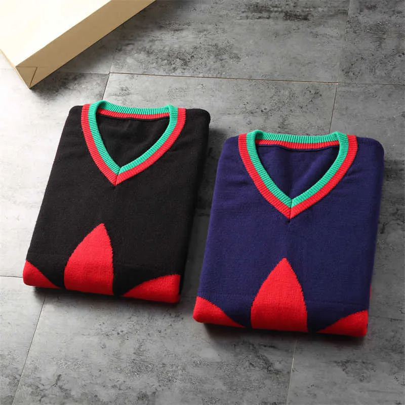 Camiseta de grife camisa masculina lã com letras padrão colorido colorido moletons malhas de malha longa u unisex outwears tops quentes man Prad #888