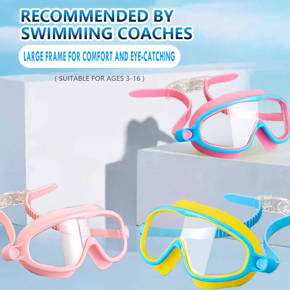 Goggles crianças selaram copos de natação a água de silicone snorkeling Óculos de mergulho Antifogging de fivela ajustável para esportes profissionais P230408