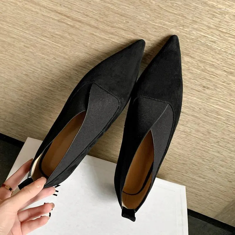 Dress Shoes Leather Pointed Toe Women Thick Heel Slip-On Female Pumps Vintage Casual Flats Soft Zapatos Mujer