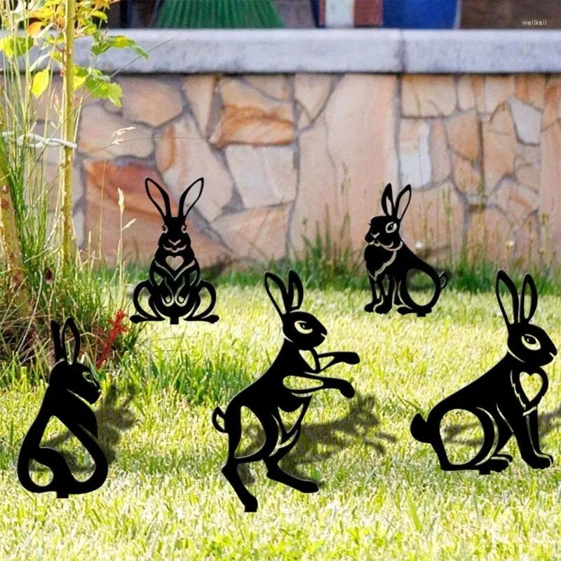 Garden Decorations Black Silhouette Stake Lawn Yard Floral Cutouts Statue Patio Acrylic Stakes Outdoor Art Decoration