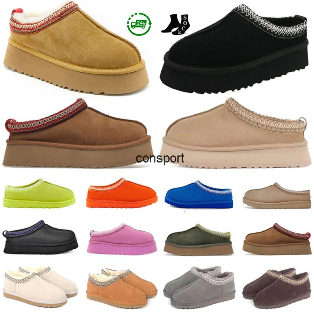 Designer Schoenen Tazz 2023 Dames Laarzen Tasman Slippers Australië Kastanje Zwart Ultra Mini platform laars Schoenen Suède Bovenwerk Comfort Herfst Winter Enkellaarsjes