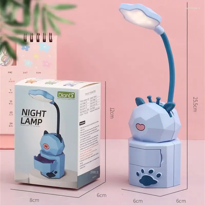 Lampade da tavolo Luci a LED per cartoni animati Confortevoli non abbaglianti Protezione per gli occhi Regolabile a 360 gradi Risparmio energetico per regalo per bambini Luce soffusa