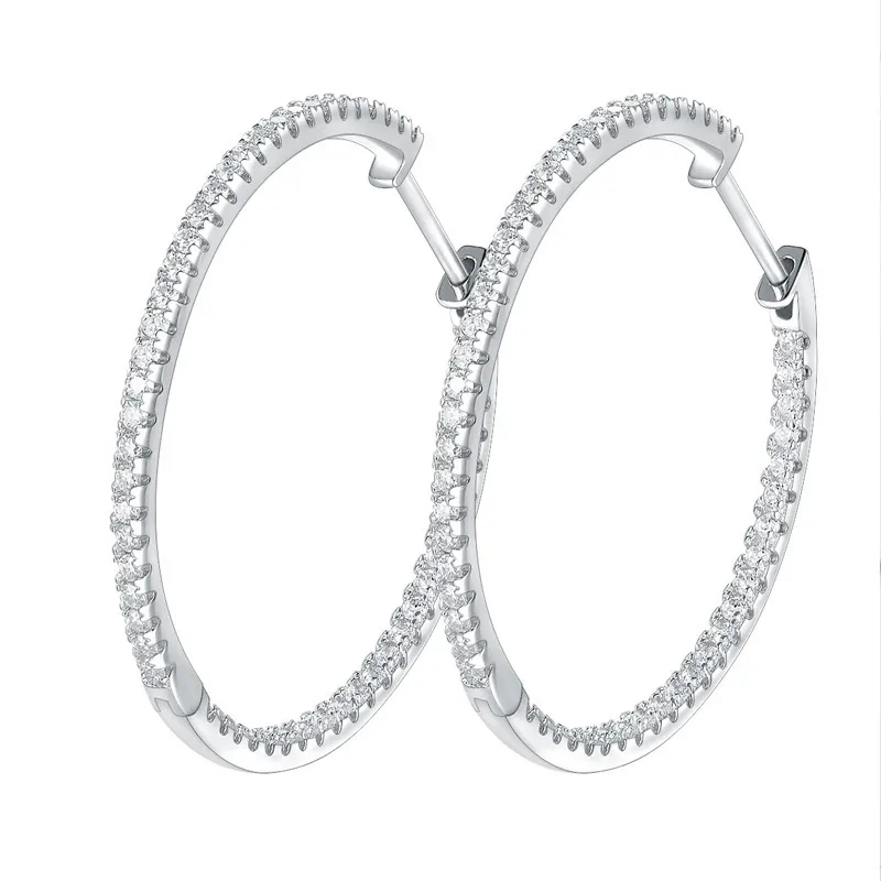 Przeszedł test diamentowy o średnicy 30 mm 50 mm moissanite Hoops Kolczyki 925 Sterling Srebrne złote kolczyki Bling Colds Fajny prezent dla przyjaciół