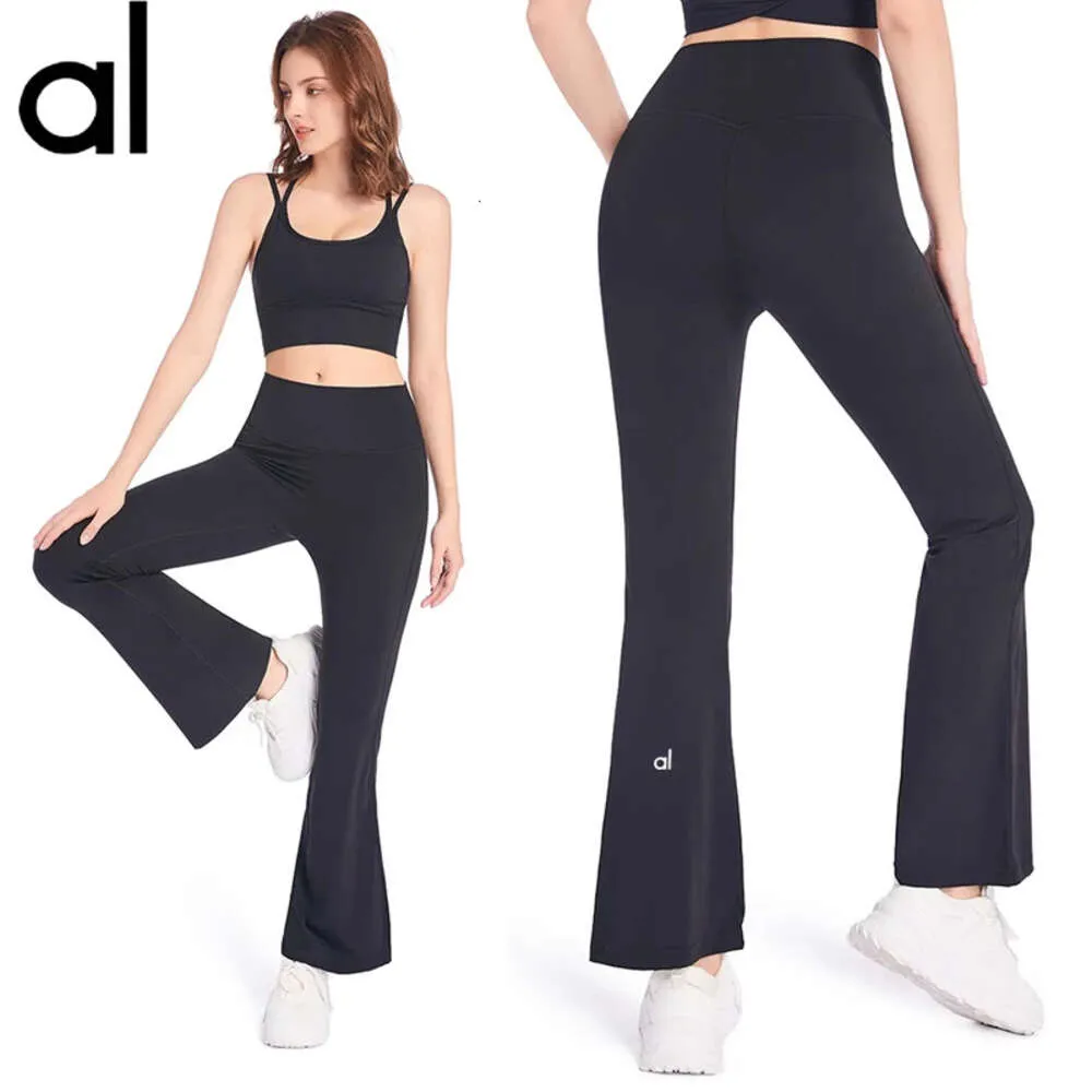 Lu Align Elasticiteitslegging voor dames NWT AL Uitlopende broek met hoge taille Gym Sneldrogend Sport Citroenen Fitnessbroek Slim Was Dun Strak Wijde pijpen Legging Lemon Lady Gry Spor