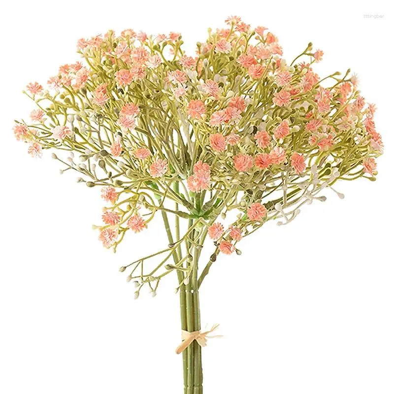 Decorative Flowers 7 Head Babysbreath Artificial Flower Handmade Bouquet Plastic Fake Plant Gypsophila Floral Arrangement Wedding Home Table