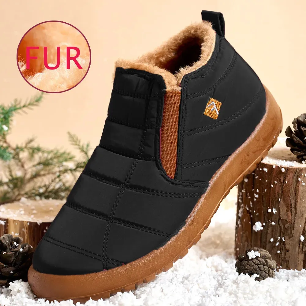 أحذية الشتاء الشتاء ماء الثلج أحذية فرو دافئة غير مشتركة للزوجين غير الرسميين بالإضافة إلى الحجم من Ankel 231108