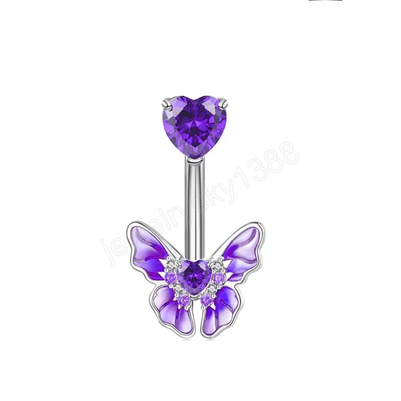 Papillon couleur vive strass ventre nombril anneau ventre barre nombril bijoux corps Piercing haltère corps Piercing bijoux