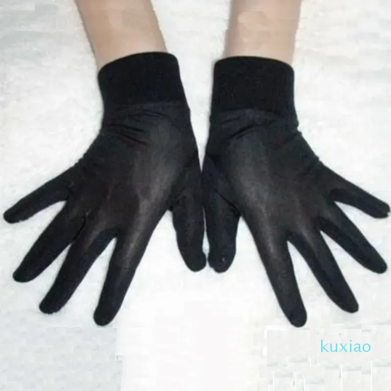 1 para czysta jedwabna czarna wkładka wewnętrzna cienkie rękawiczki motocykl miękkie sportowe rękawiczki jazdy rowerem rowerowe rękawiczki o jeden rozmiar