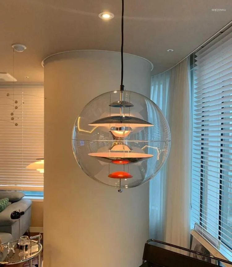 Lampes suspendues Lampe Lustres à lumière noire Poulie de plafond Boîte en verre suspendue décorative Cage en fer
