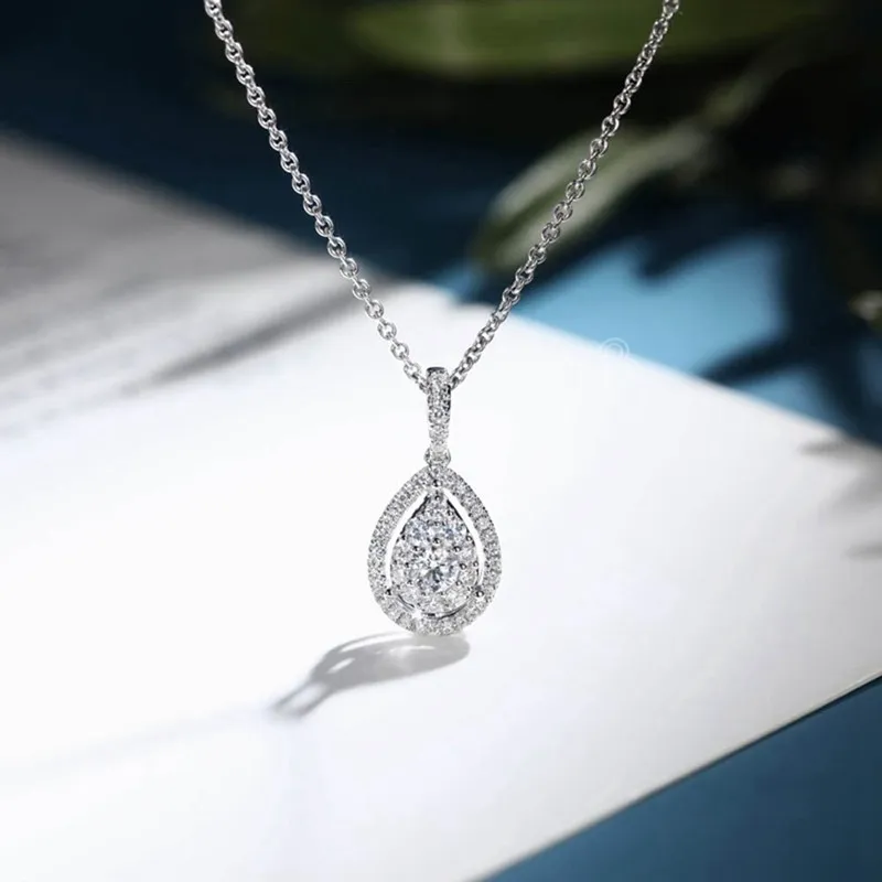 AAA Zirkon Water Drop Hang ketting Rhinestone CZ Vrouwen bruiloft kettingen sieradencadeau