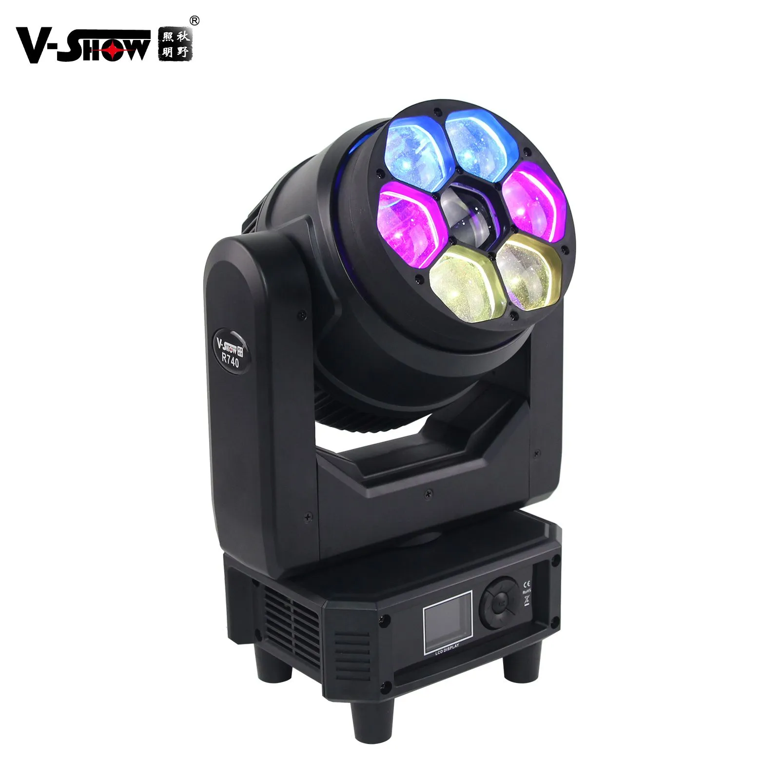 V-show 7 * 40W RGBW 4in1 LED Moving Head Light Splash 7 Fixture Beam Wash Zoom Lights DMX512 WASH LED STADE LIGHING DJ