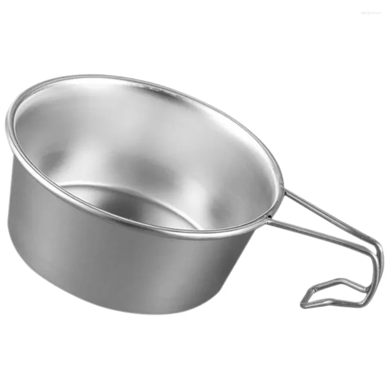 Set di stoviglie Posate da campeggio Insalatiera in acciaio inossidabile Maniglia per zuppa Tazza d'acqua Ciotole per bere Bere Tazze da cucina pieghevoli