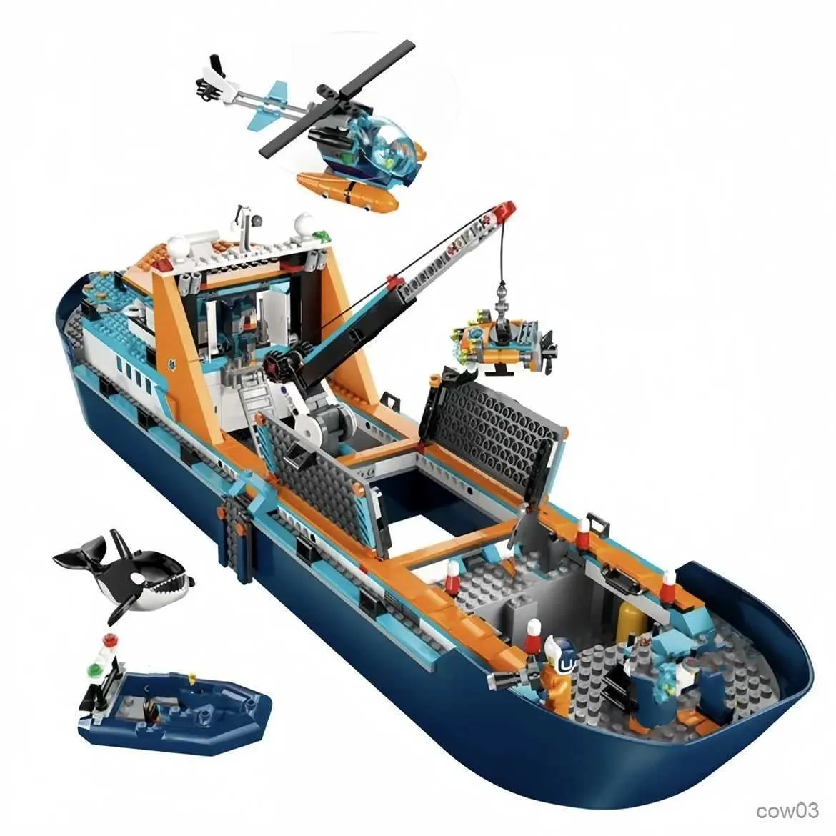 Блоки Arctic Explorer Корабль Совместимые строительные блоки Игрушки Плавающая лодка Кирпичи Подарки для мальчиков и девочек R231109