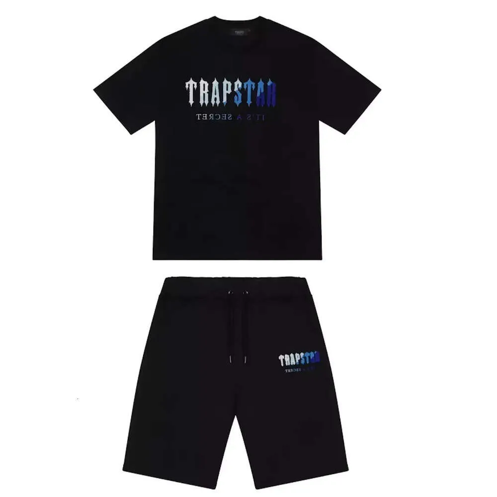 2023 Mens Trapstar T Shirt Short Sleeve Print Outfit Chenille Tracksuit Black Cotton London Streetwear S-2XL
