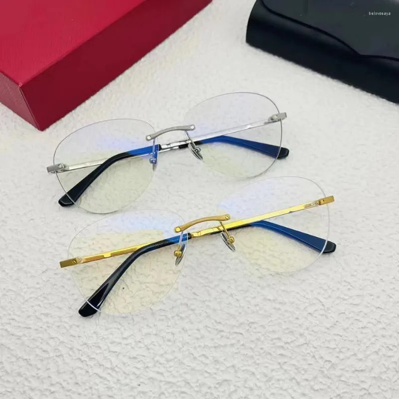 Solglasögonramar 2024 Rimless Glass Pene Titanium Carti Man and Female Toad Myopia Frame Circular CT0254O