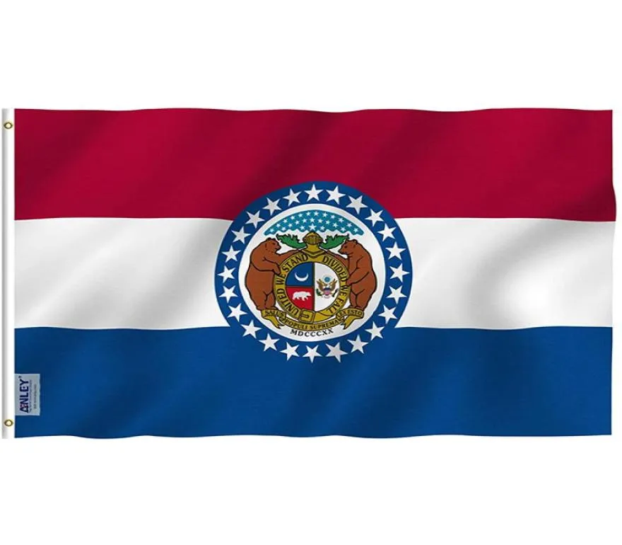 3 x 5 Missouri-Staatsflagge und Banner zum Aufhängen, alle Länder, jedes Design, Logo, doppelseitiger Druck mit 80 Beschnittzugabe9110747