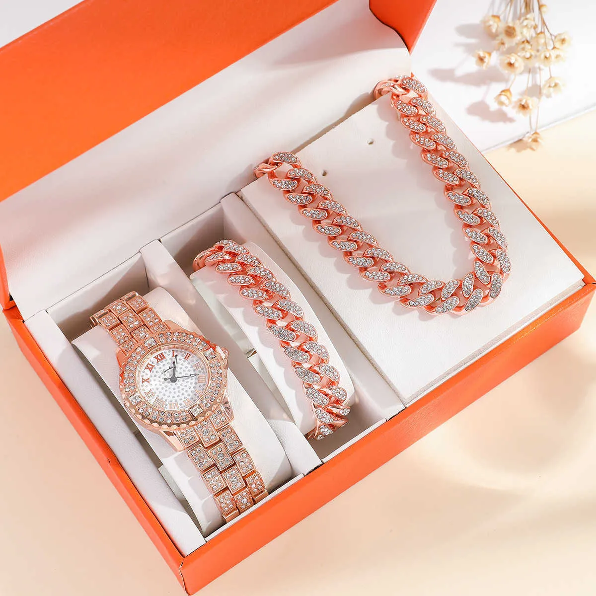 Rose gold watch chain bracelet deals
