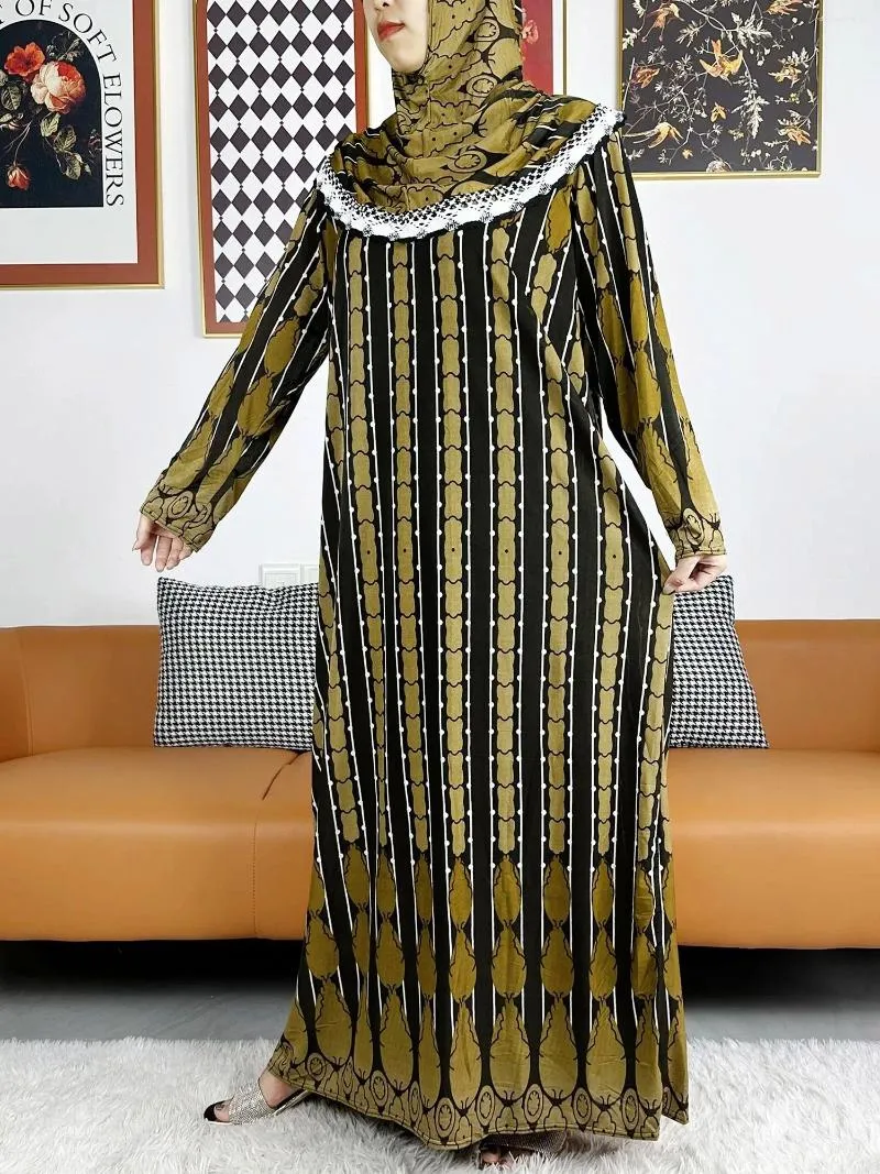 Ethnische Kleidung 2023 Muslimische Baumwolle Abayas für Frauen Ramadan Gebet Dubai Türkei Naher Osten Femme Robe Floral Lose Afrikanischer langer Sommer