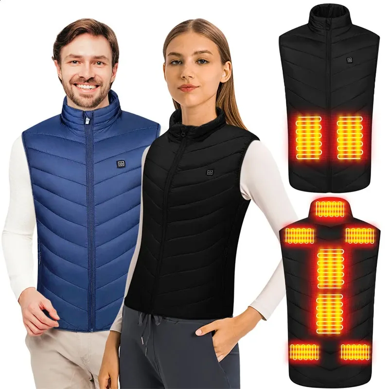 Gilet riscaldato da uomo 249 aree Gilet riscaldato da uomo e da donna Riscaldamento elettrico Giacca di ricarica USB Giacche termiche calde in piumino 231109_voghion.com