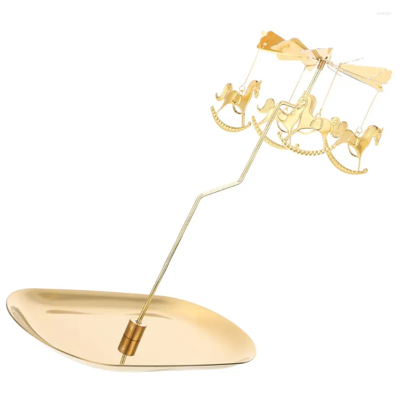 Portacandele Candeliere rotante Votive in oro Tavolo da pranzo Supporto da tavolo rotante Display in lega di zinco ruotabile