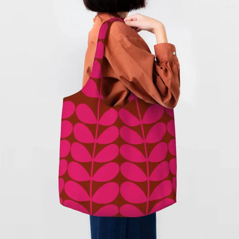 Shopping Bags Cute Print Solid Stem Cerise Pink Tote Recycling Canvas Shoulder Shopper Orla Kiely Pography Handbags