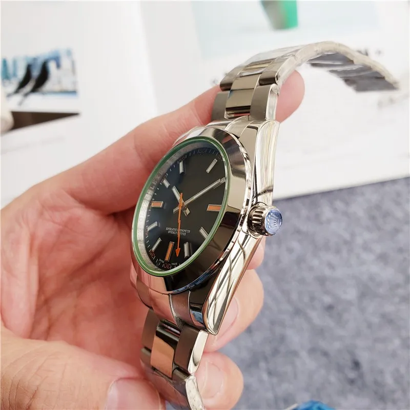 Homens designer de luxo Automático Mecânico Mens auto Watch banda de aço 3 mãos Relógios R2