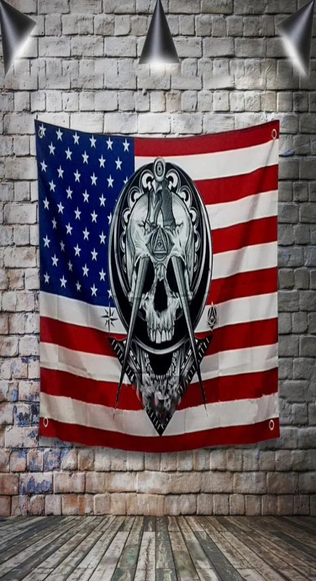 Bandiera massonica Banner Poliestere 144 96 cm Appendere al muro 4 occhielli Bandiera personalizzata decorazione interna WIDOW039S SON USA FLAG1538627