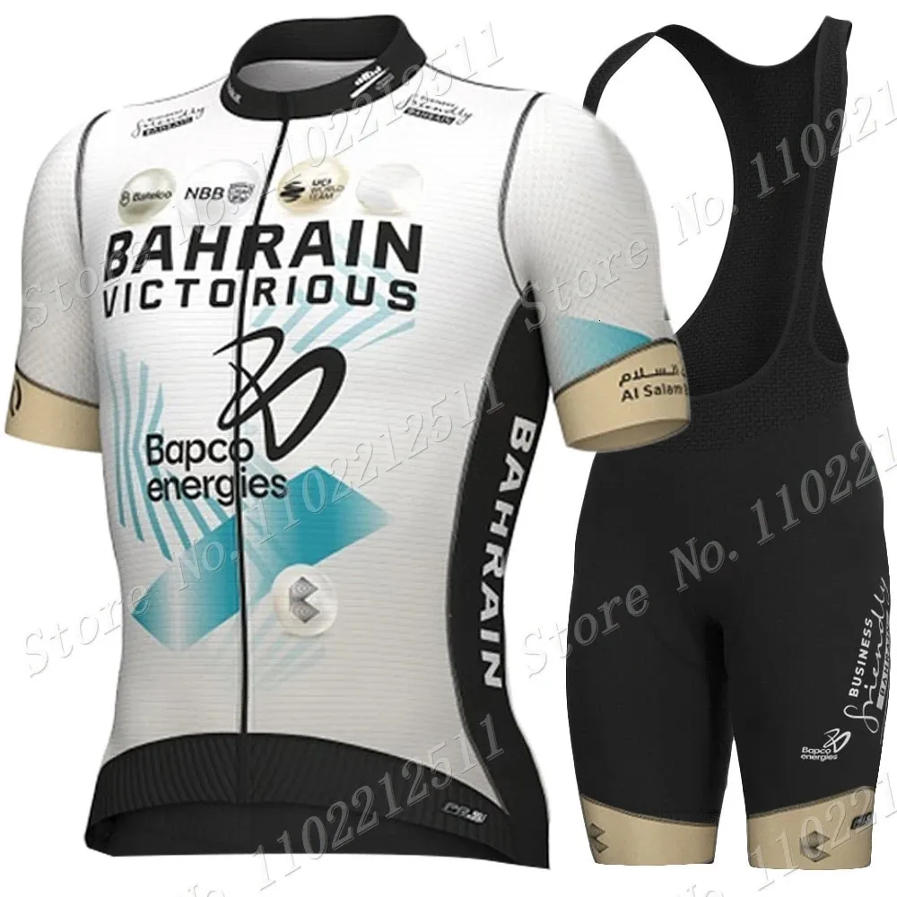 Conjuntos de camisetas de ciclismo Tour de Francia Bahrein Equipo victorioso TDF Conjunto de camisetas de ciclismo Ropa de manga corta Camisa de bicicleta de carretera para hombres Traje pantalones cortos con pechera 231109