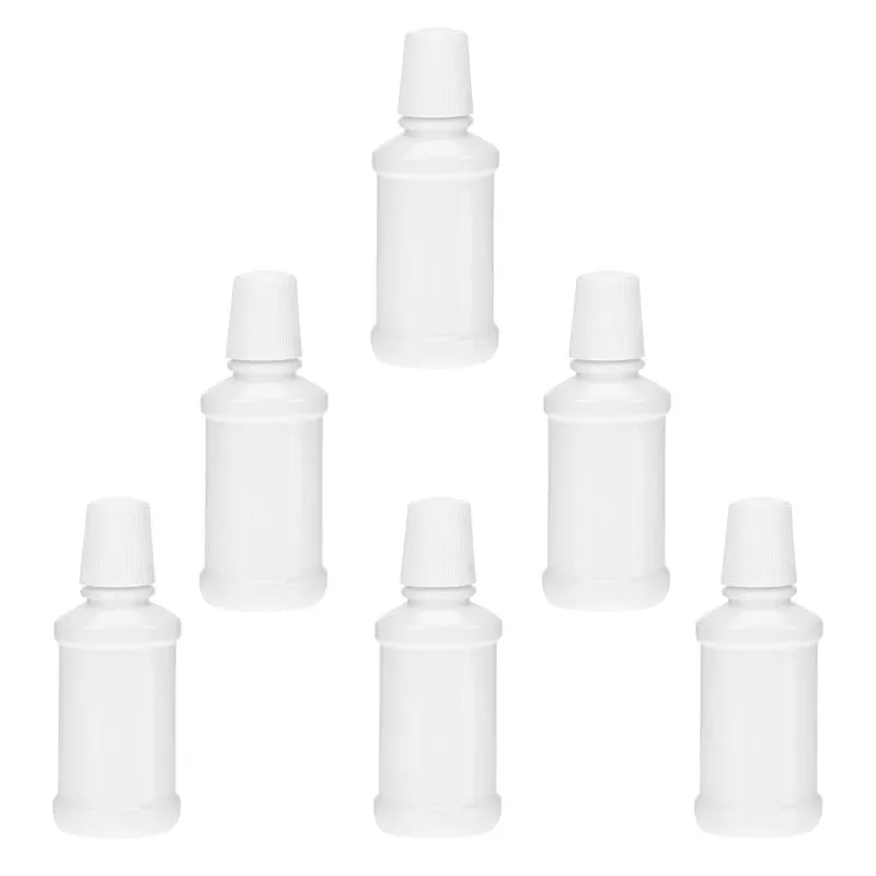 Badaccessoire Set 6 stks draagbare plastic platte fles subpakken mondwater mondelinge reiniger