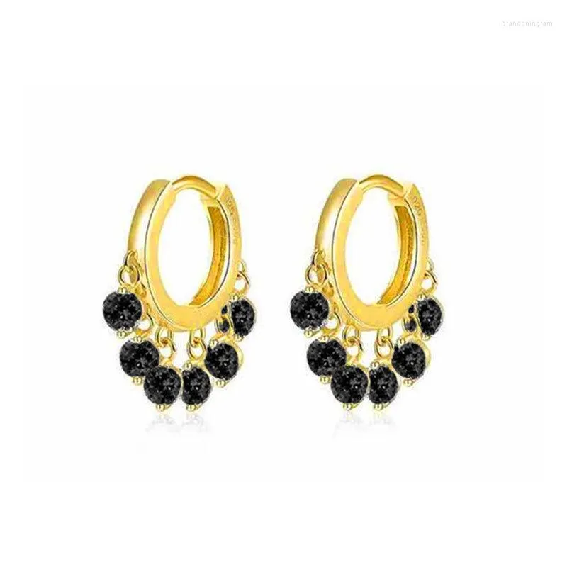 Boucles d'oreilles clous mode européenne et américaine plaqué or bleu foncé percé créoles femme grand