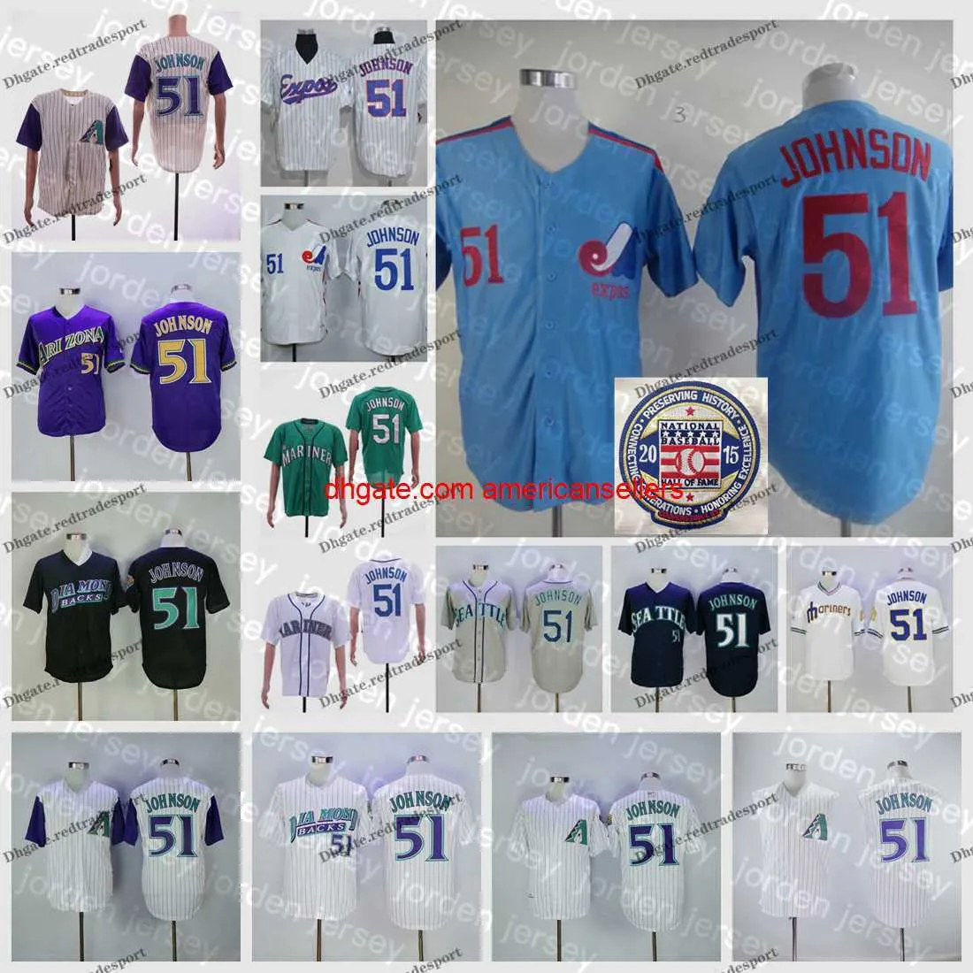 Baseball Jerseys Vintage 2015 Hall Of Fame Montreal Expos 51 Randy Johnson Cheap Pinstripe White Blue Johns