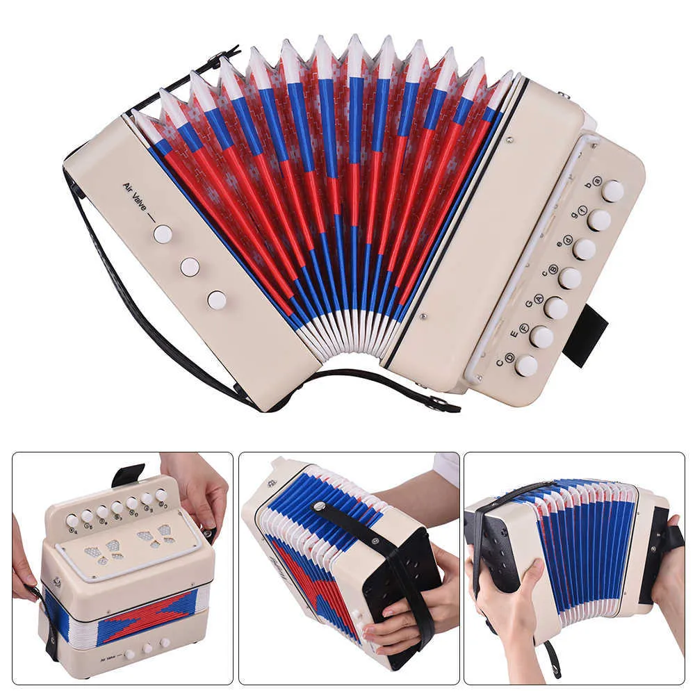 Keyboards Piano Mini 10-knopjes Kids Accordion Toy STEUNT BASS AKKORDEN 14 Noten met schoonmaakstoffen educatief muziekinstrument voor kinderen